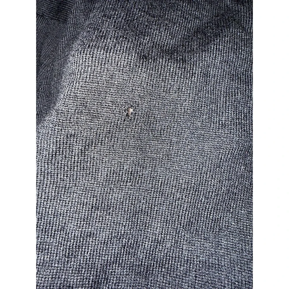 Banana Republic Sweater Mens XL Black Merino Wool Quarter Zip‎ Mock Neck HOLE
